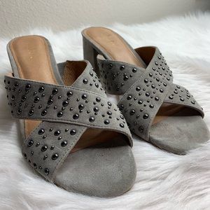 Halogen Block Heel Studded Slip On Sandals